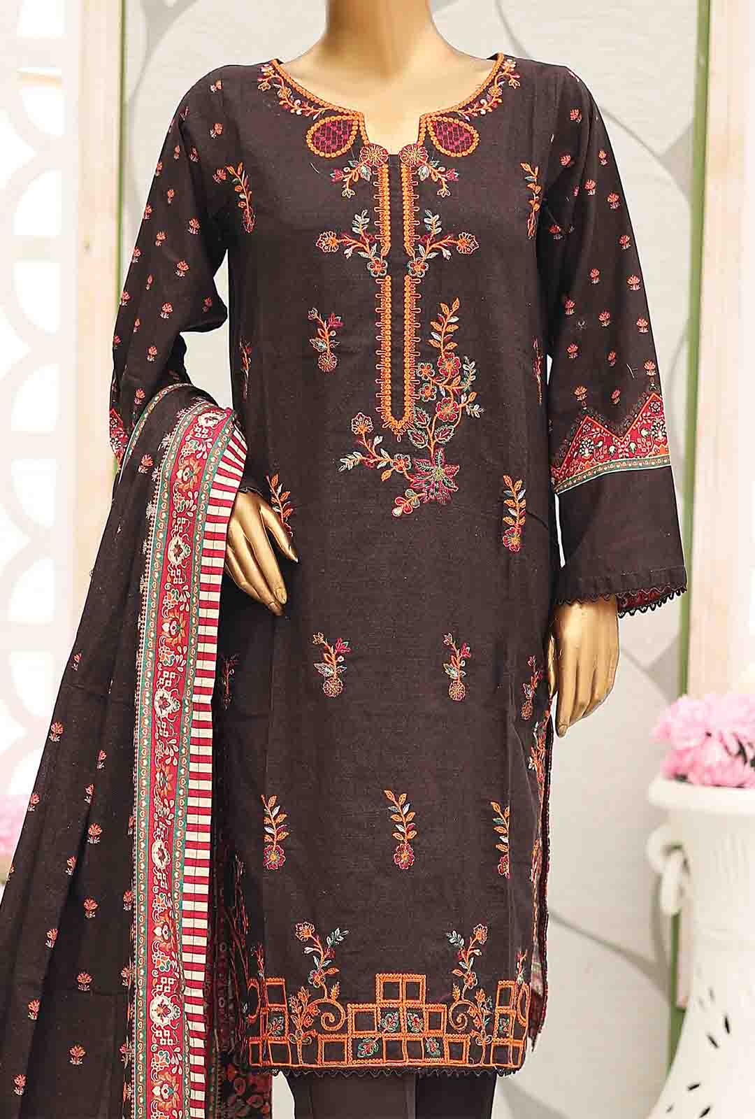 Bin Saeed Fabric - WKE-052-3 Piece Khaddar Embroidered Suit