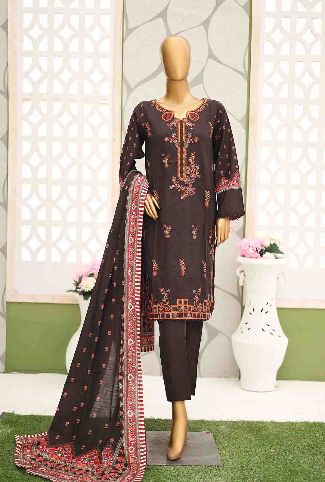 Bin Saeed Fabric - WKE-052-3 Piece Khaddar Embroidered Suit