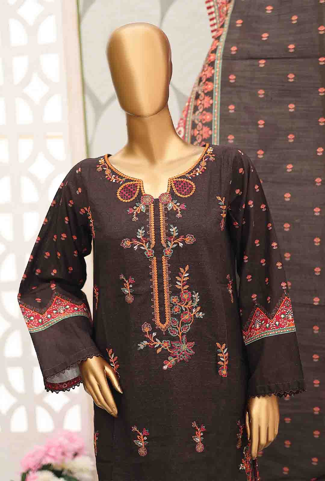 WKE-052-3 Piece Khaddar Embroidered Suit