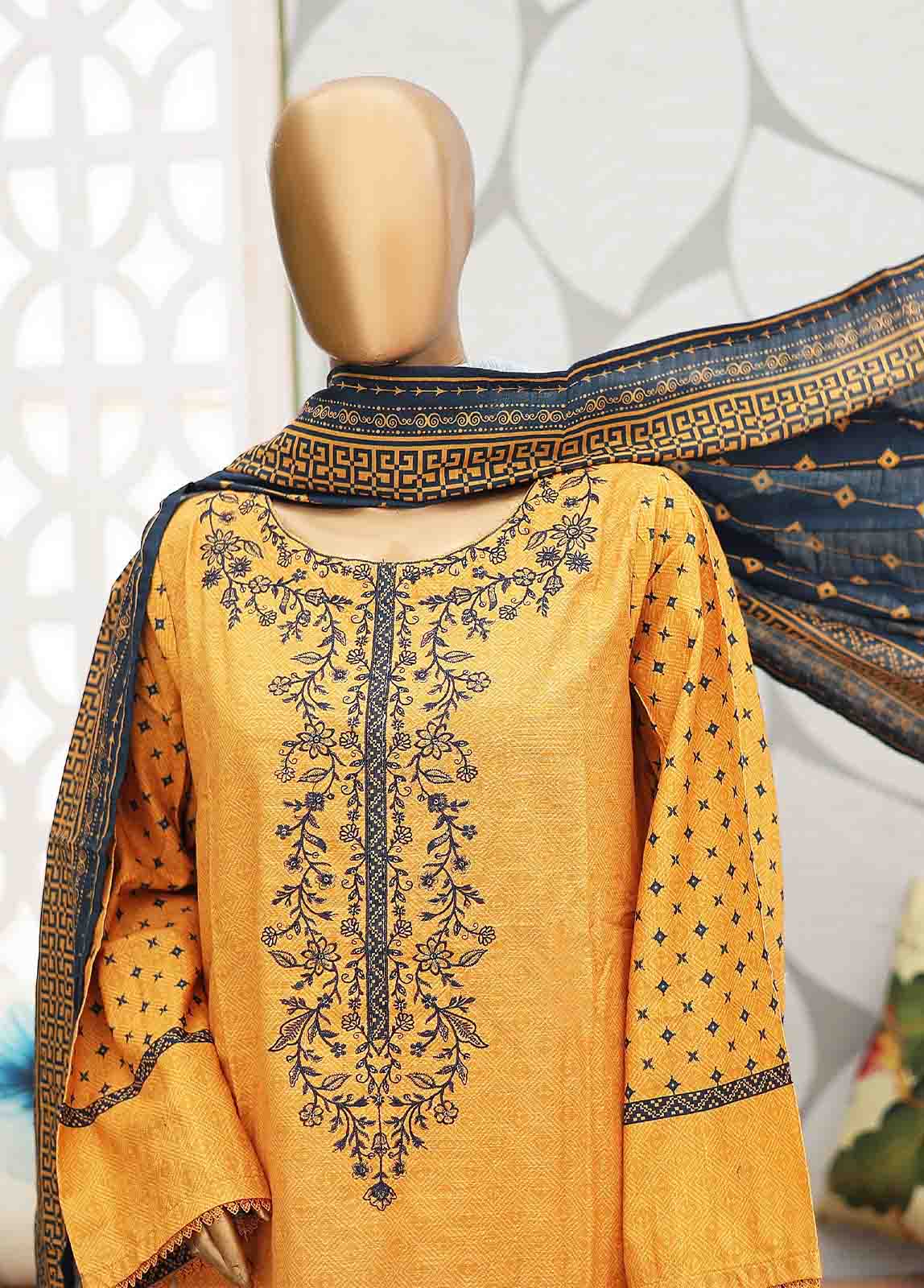Bin Saeed Fabric - WKE-053-3 Piece Khaddar Embroidered Suit