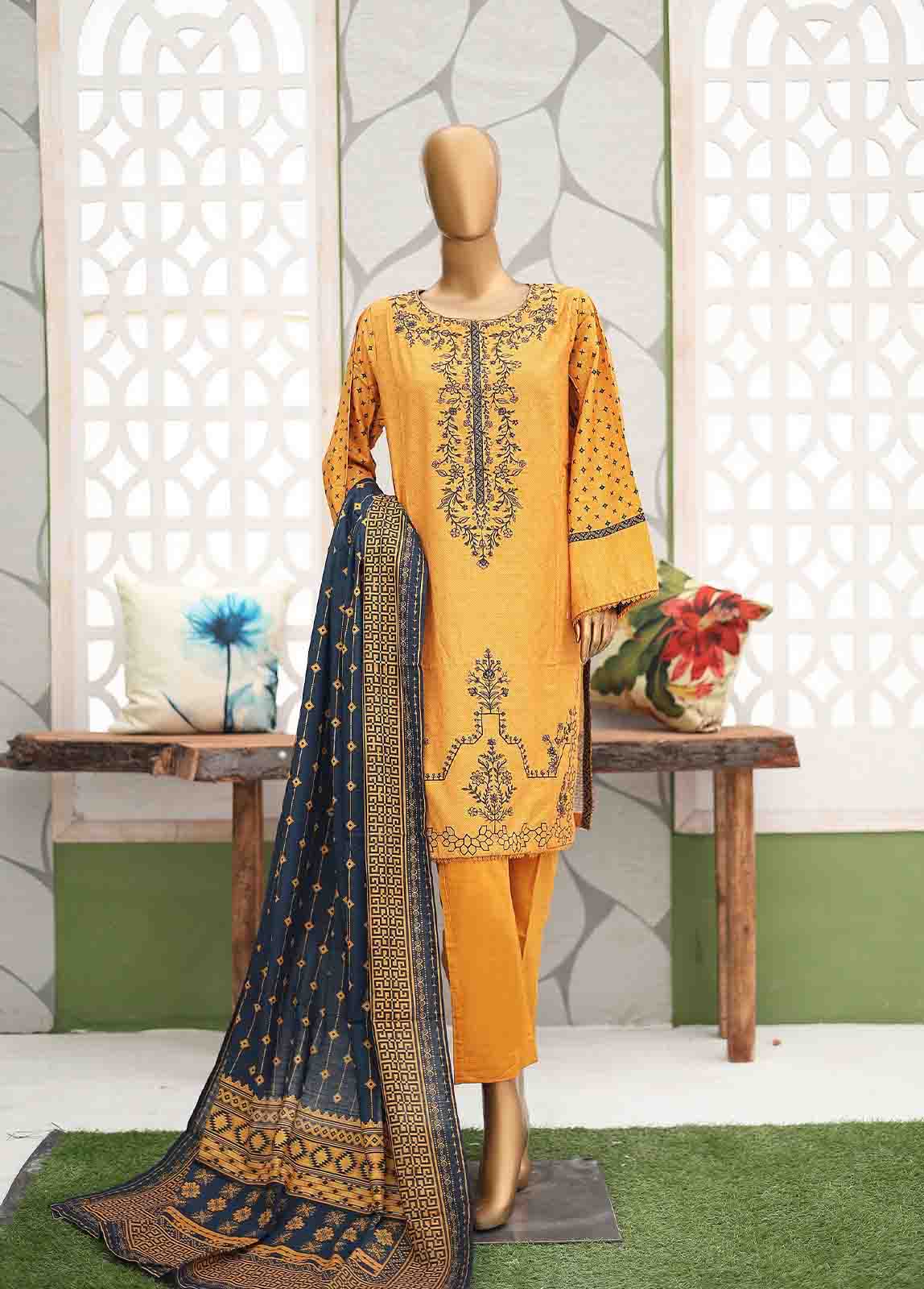 Bin Saeed Fabric - WKE-053-3 Piece Khaddar Embroidered Suit