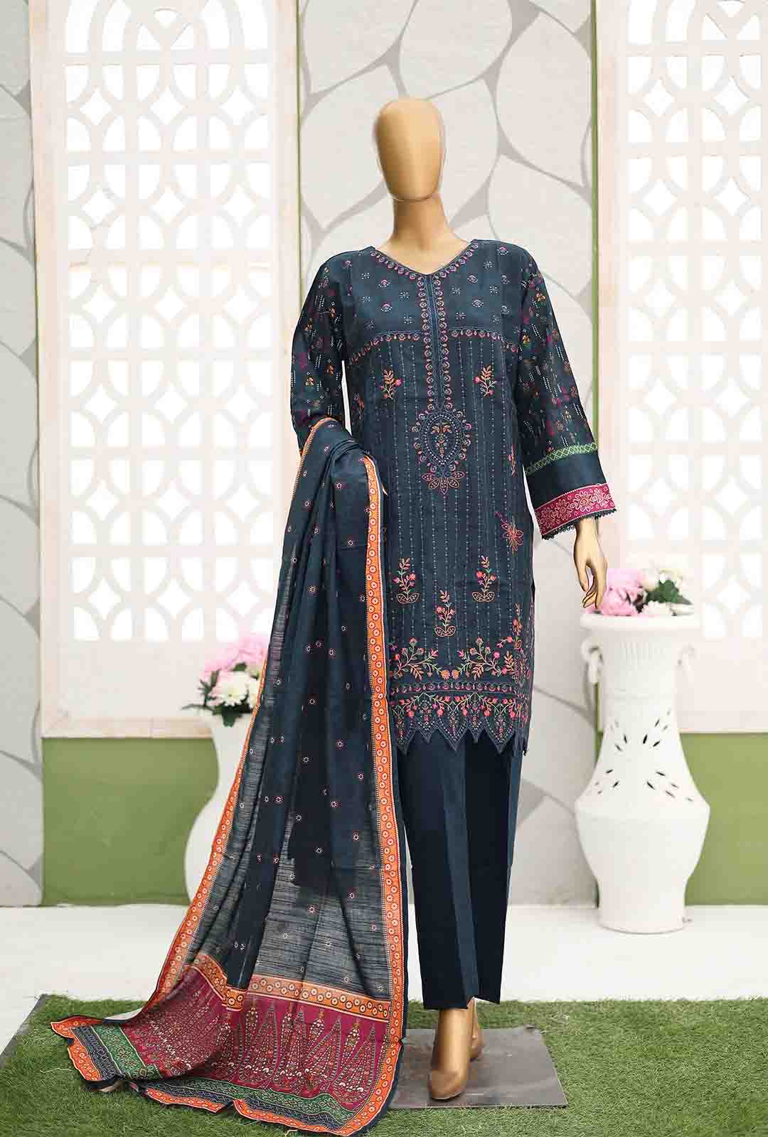 Bin Saeed Fabric - WKE-054-3 Piece Khaddar Embroidered Suit