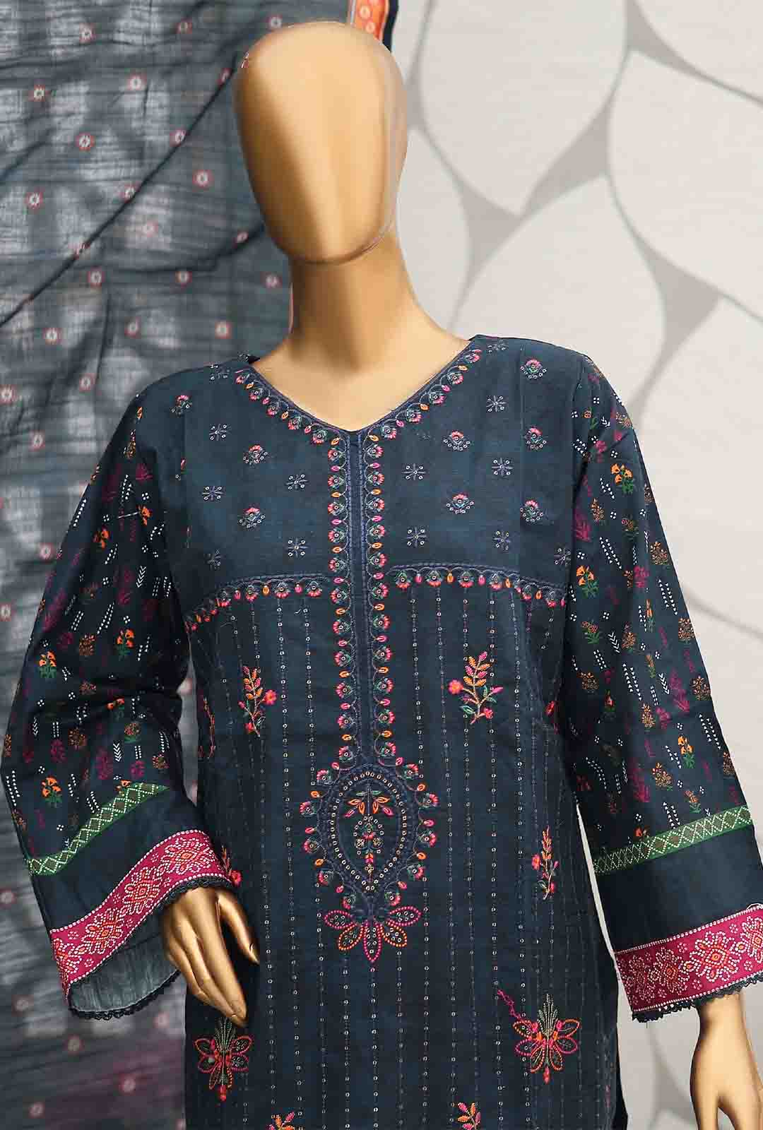 WKE-054-3 Piece Khaddar Embroidered Suit