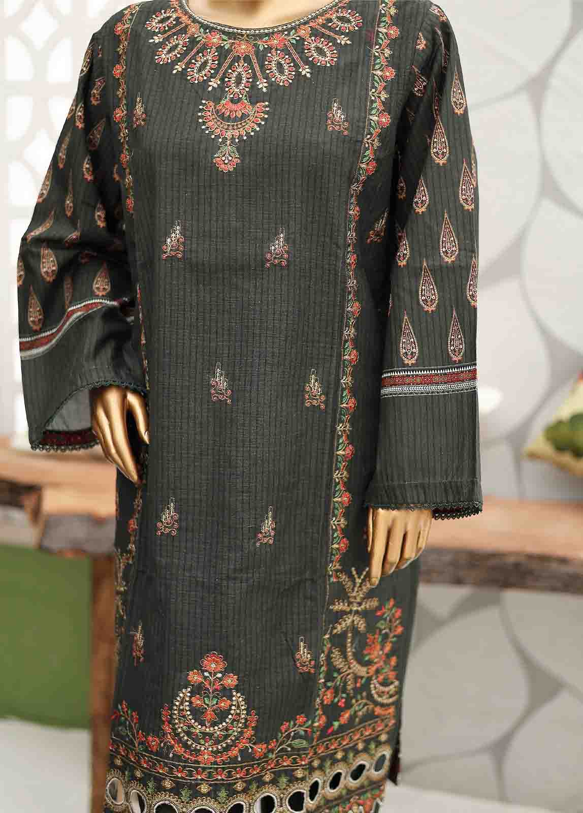 Bin Saeed Fabric - WKE-055-3 Piece Khaddar Embroidered Suit