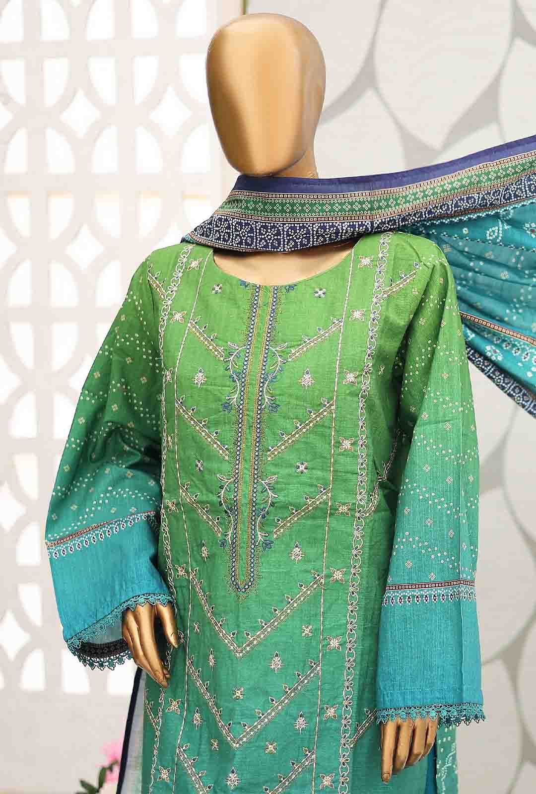 Bin Saeed Fabric - WKE-056-3 Piece Khaddar Embroidered Suit
