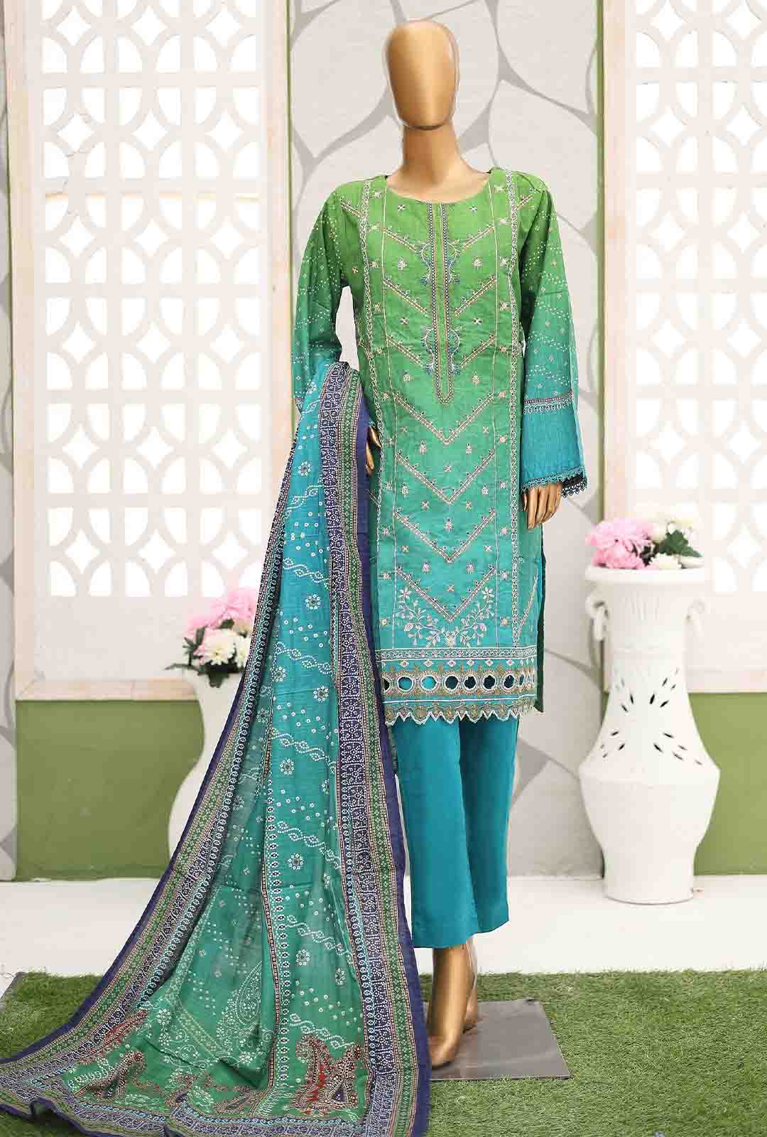 Bin Saeed Fabric - WKE-056-3 Piece Khaddar Embroidered Suit
