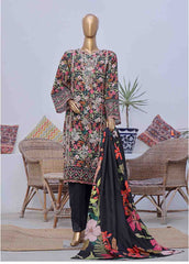 WKE-056 C -3 Piece Khaddar Embroidered Stitched Suit