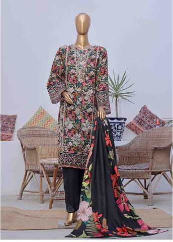 Bin Saeed Fabric - WKE-056 C -3 Piece Khaddar Embroidered Stitched Suit
