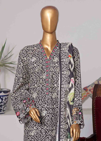 Bin Saeed Fabric - WKE-057 C -3 Piece Khaddar Embroidered Stitched Suit