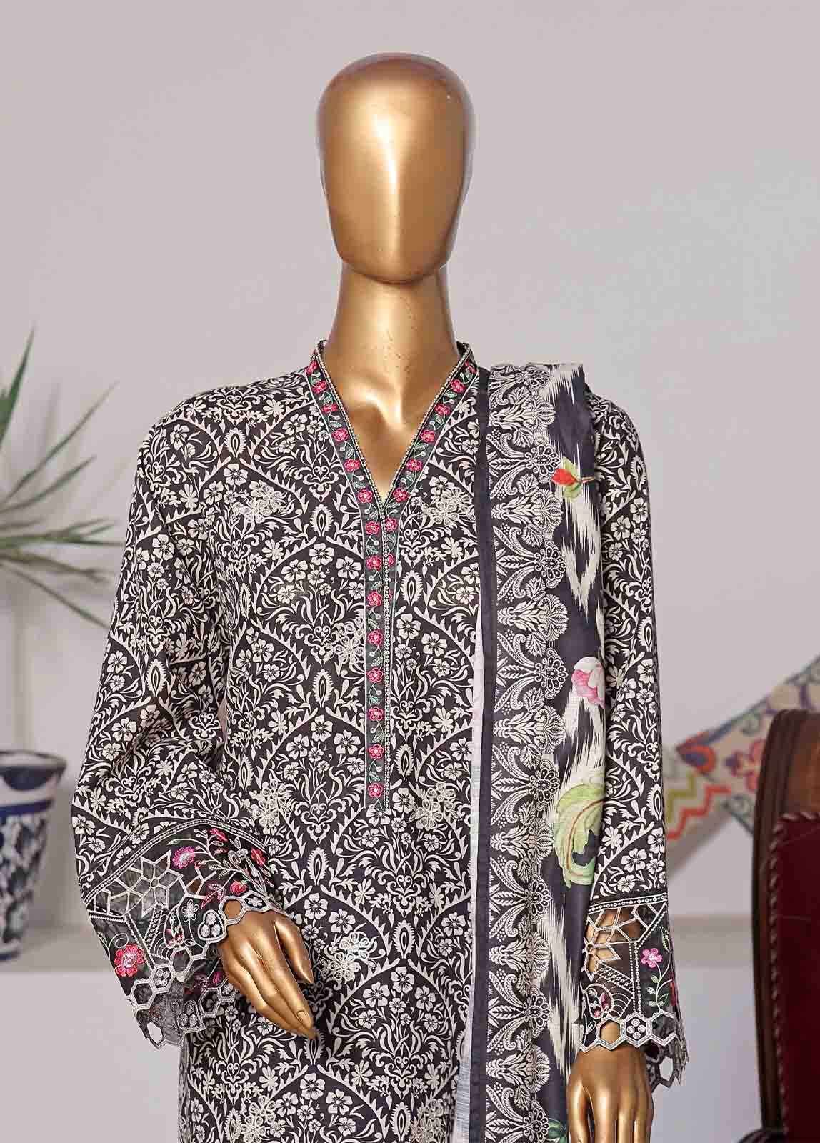Bin Saeed Fabric - WKE-057 C -3 Piece Khaddar Embroidered Stitched Suit