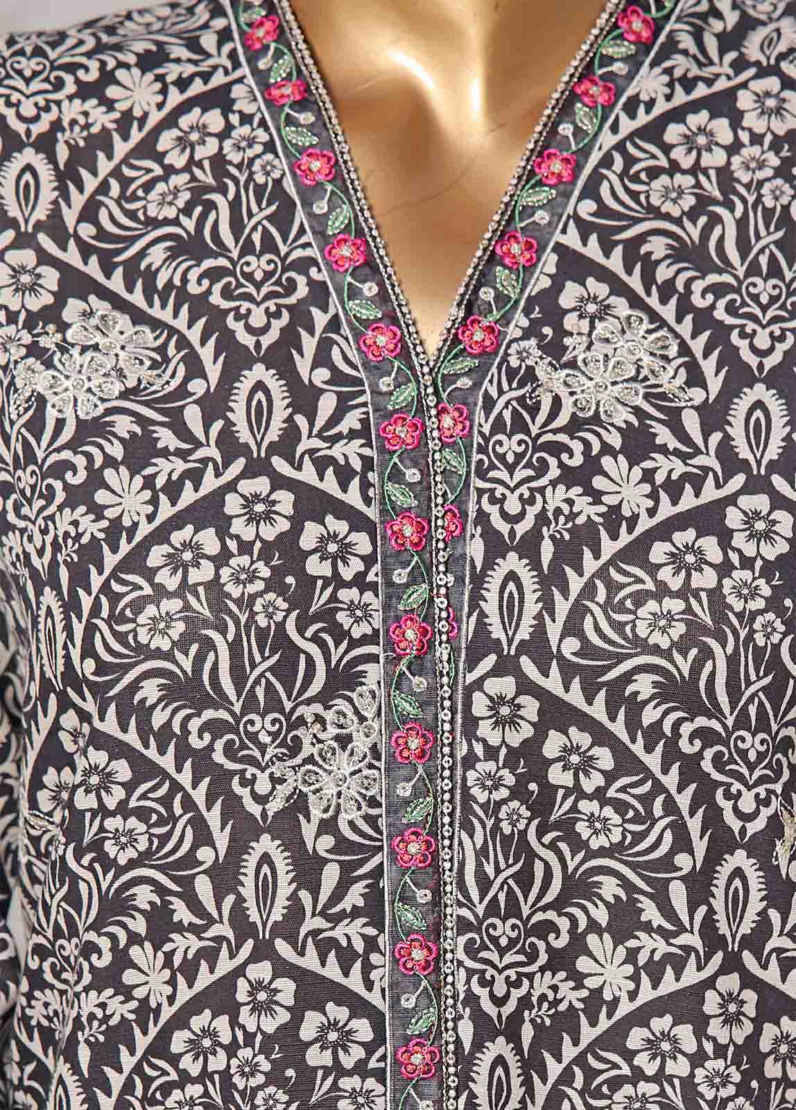 Bin Saeed Fabric - WKE-057 C -3 Piece Khaddar Embroidered Stitched Suit