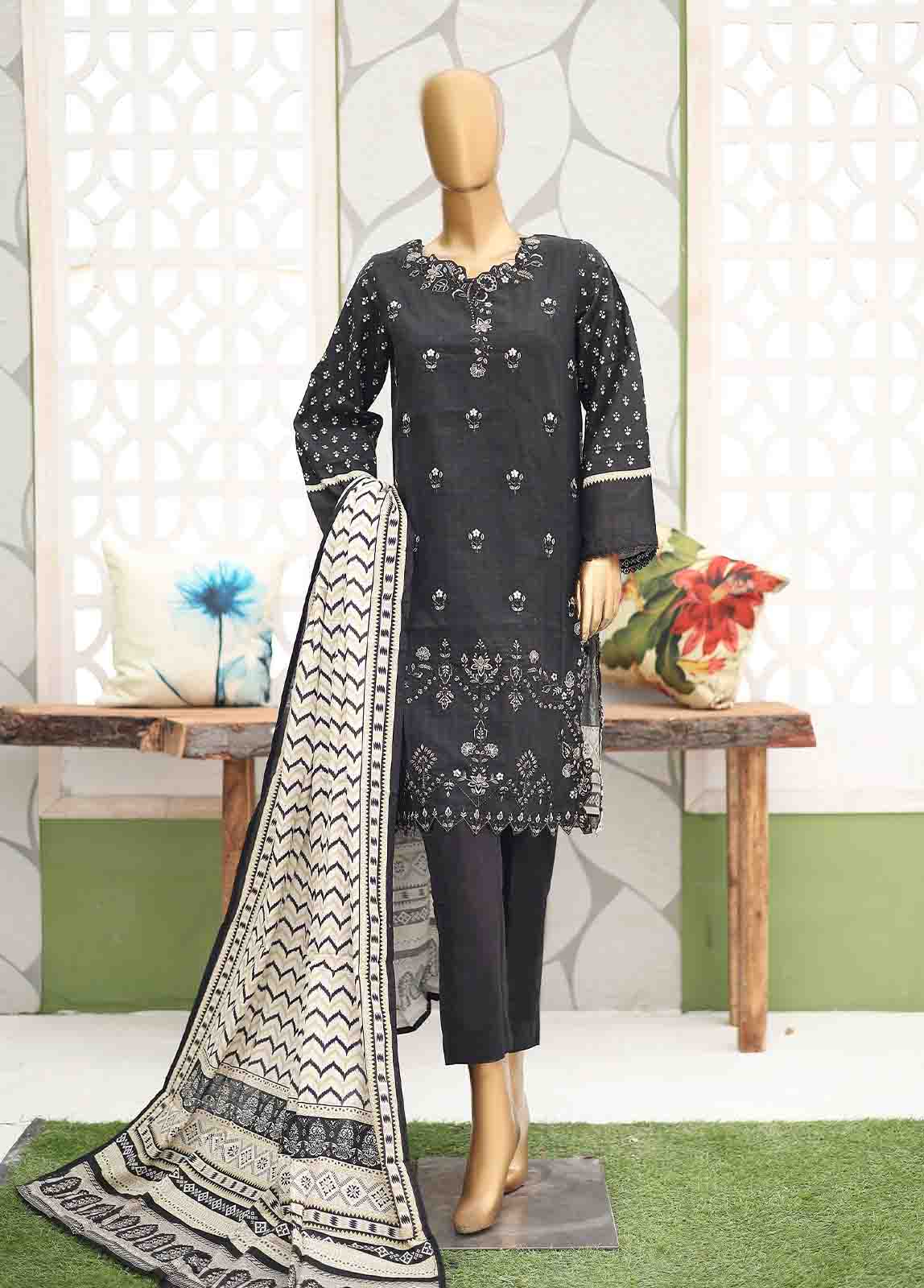 Bin Saeed Fabric - WKE-058-3 Piece Khaddar Embroidered Suit