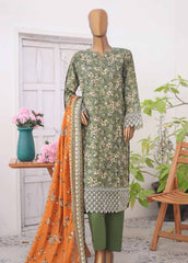 WKE-058 F A-3 Piece Khaddar Embroidered Stitched Suit