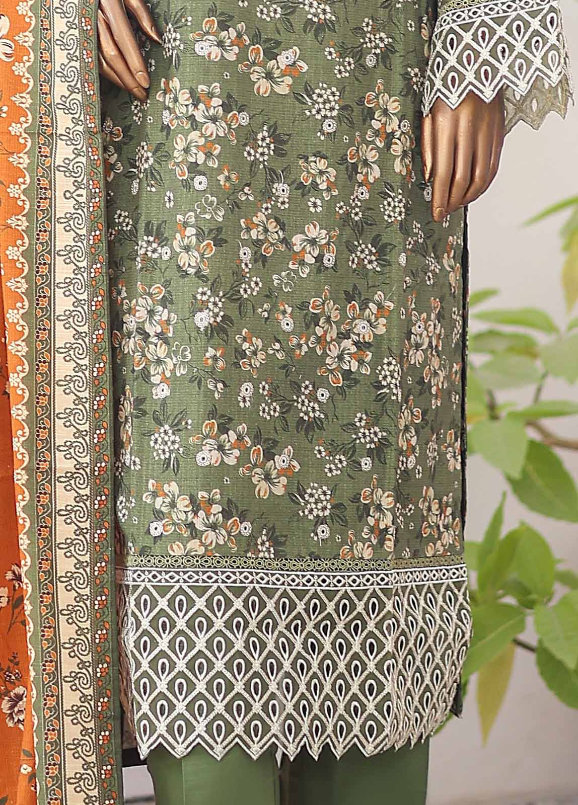 Bin Saeed Fabric - WKE-058 F A-3 Piece Khaddar Embroidered Stitched Suit