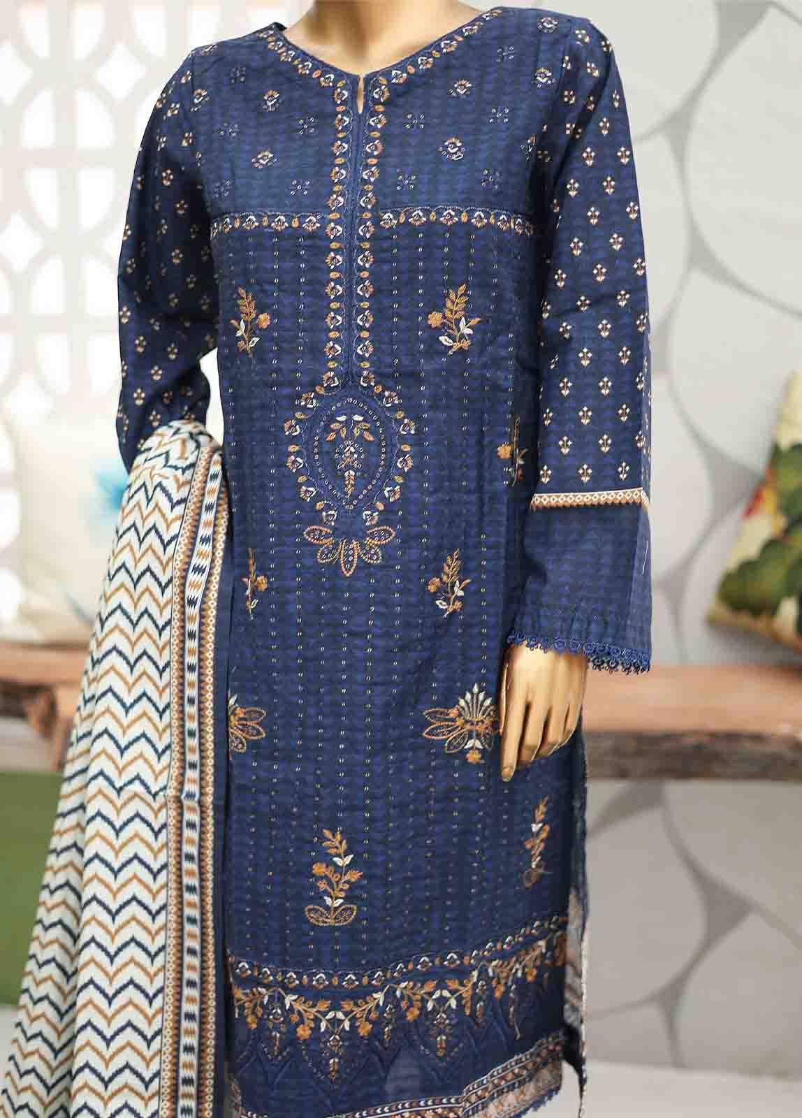 Bin Saeed Fabric - WKE-059-3 Piece Khaddar Embroidered Suit