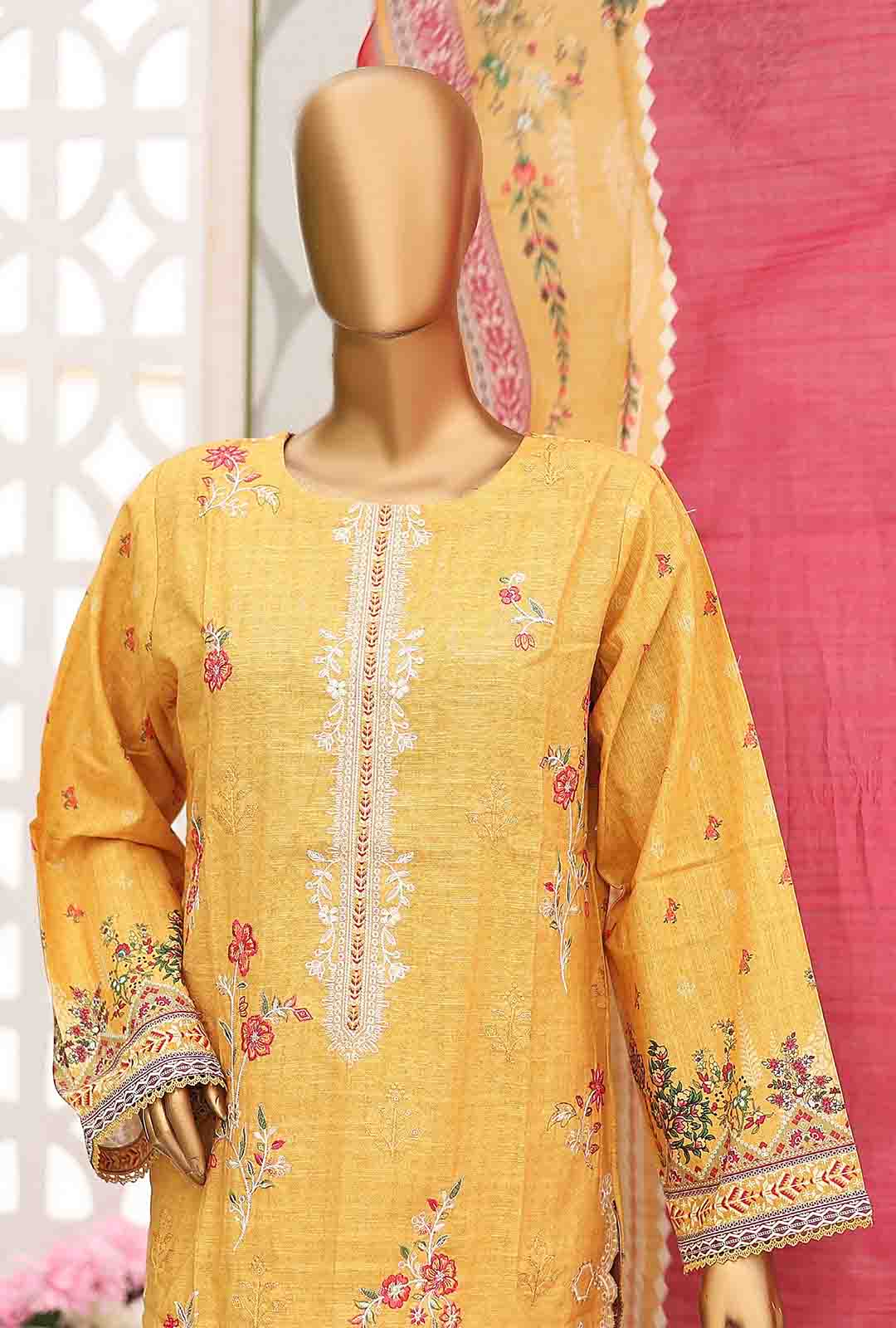 Bin Saeed Fabric - WKE-060-3 Piece Khaddar Embroidered Suit