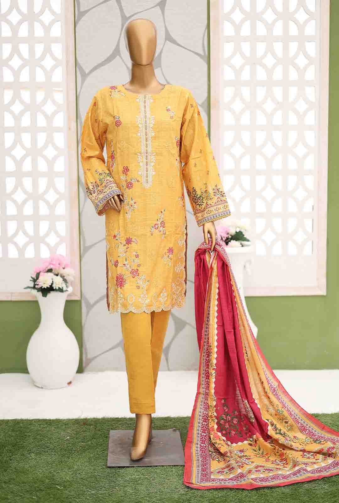 Bin Saeed Fabric - WKE-060-3 Piece Khaddar Embroidered Suit