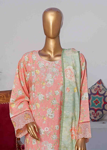 Bin Saeed Fabric - WKE-060 C -3 Piece Khaddar Embroidered Stitched Suit
