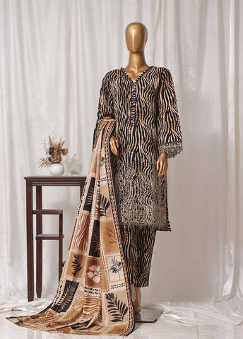 Bin Saeed Fabric - WKE-061 M-3 Piece Khaddar Embroidered Stitched Suit