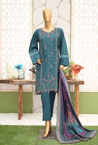 Bin Saeed Fabric - WKE-062-3 Piece Khaddar Embroidered Suit