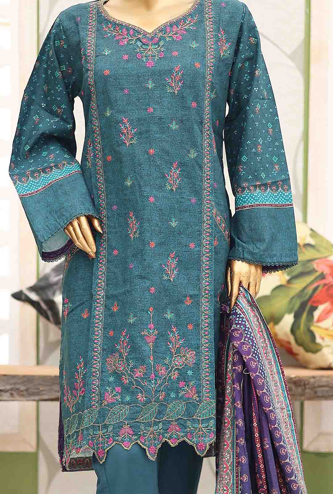 Bin Saeed Fabric - WKE-062-3 Piece Khaddar Embroidered Suit