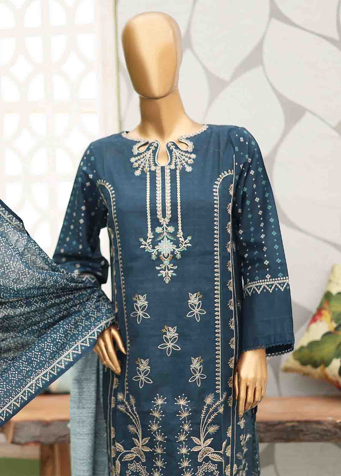 WKE-063 -3 Piece Khaddar Chikankari Stitched Suit