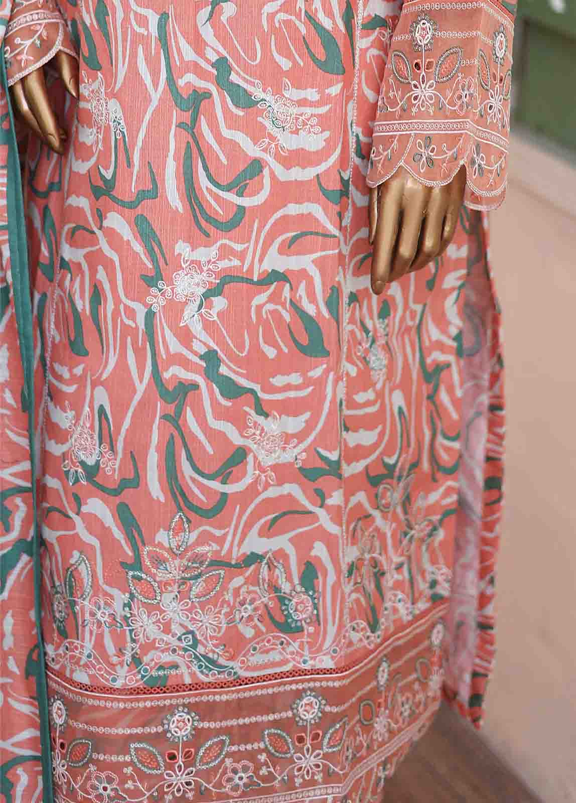 Bin Saeed Fabric - WKE-063 A -3 Piece Khaddar Chikankari Stitched Suit (Copy)