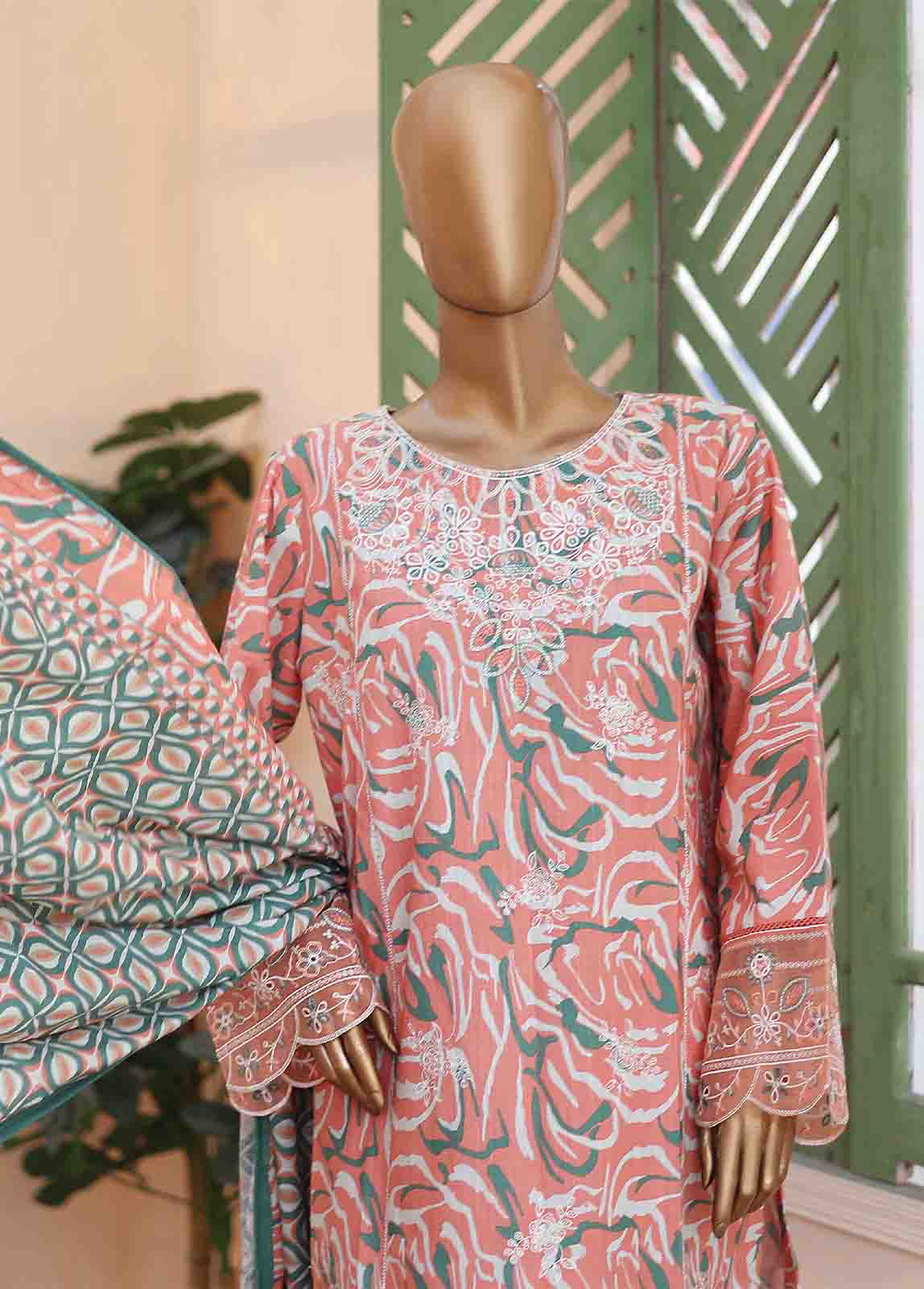 Bin Saeed Fabric - WKE-063 A -3 Piece Khaddar Chikankari Stitched Suit (Copy)