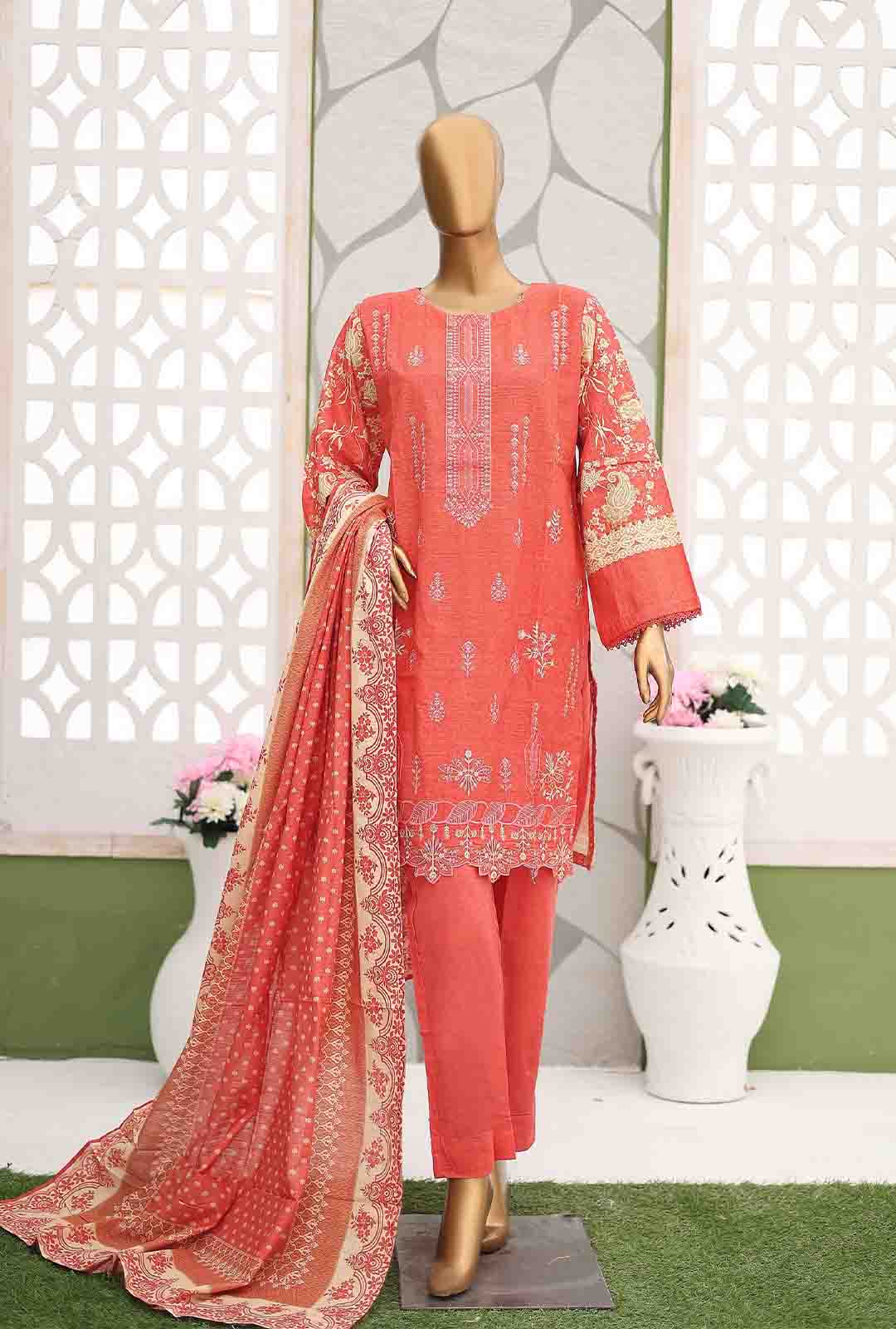Bin Saeed Fabric - WKE-064-3 Piece Khaddar Embroidered Suit