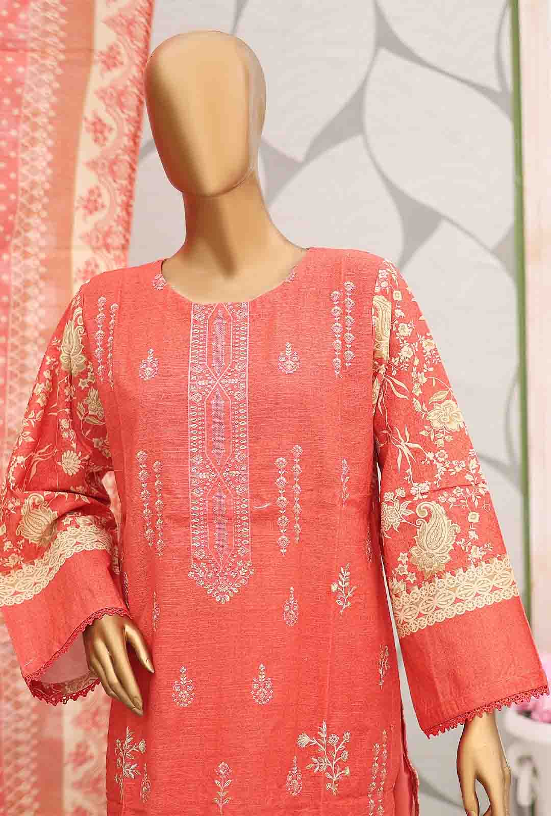 Bin Saeed Fabric - WKE-064-3 Piece Khaddar Embroidered Suit