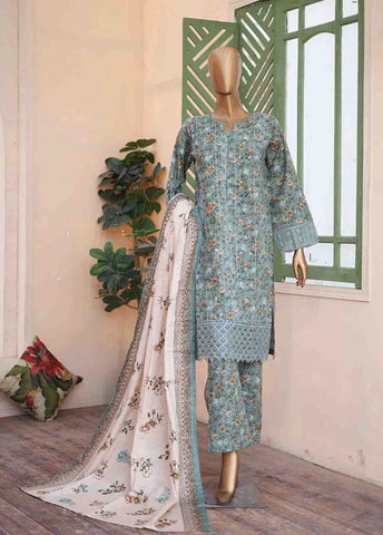 Bin Saeed Fabric - WKE-064 A -3 Piece Khaddar Chikankari Stitched Suit