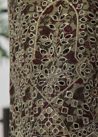 Bin Saeed Fabric - WKE-065 -3 Piece Khaddar Chikankari Stitched Suit