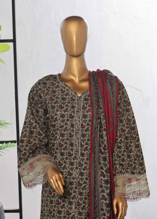 WKE-065 -3 Piece Khaddar Chikankari Stitched Suit