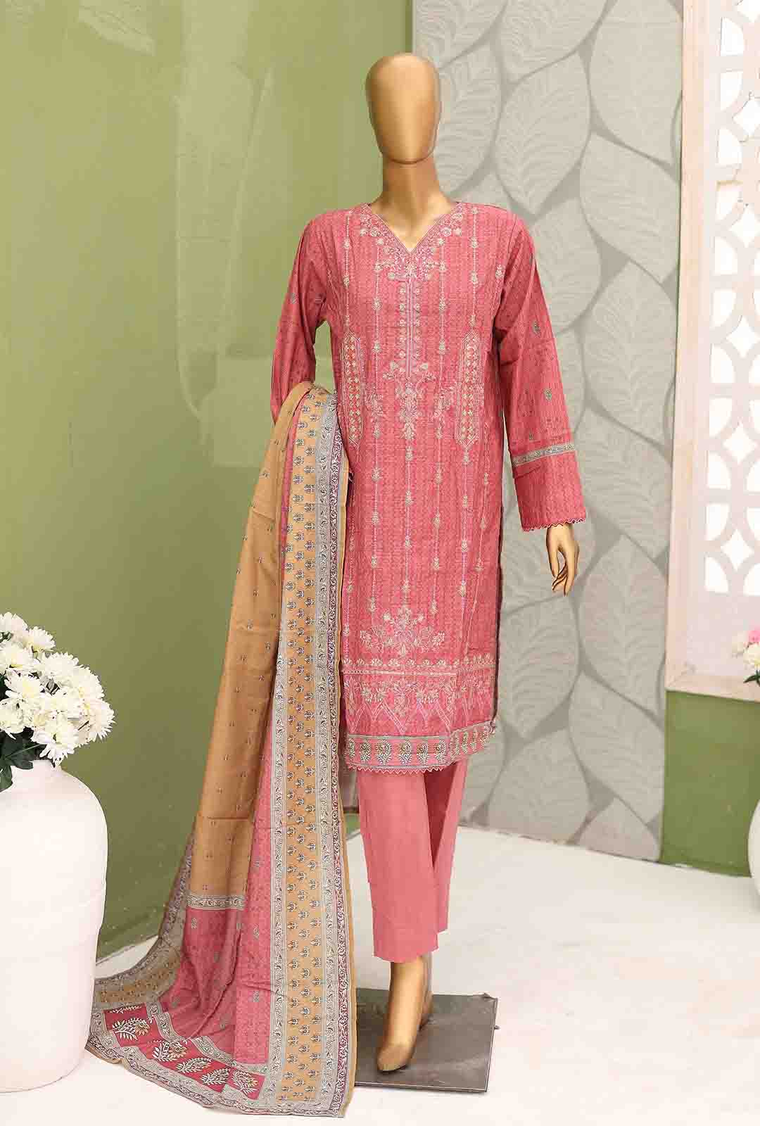 Bin Saeed Fabric - WKE-066-3 Piece Khaddar Embroidered Suit