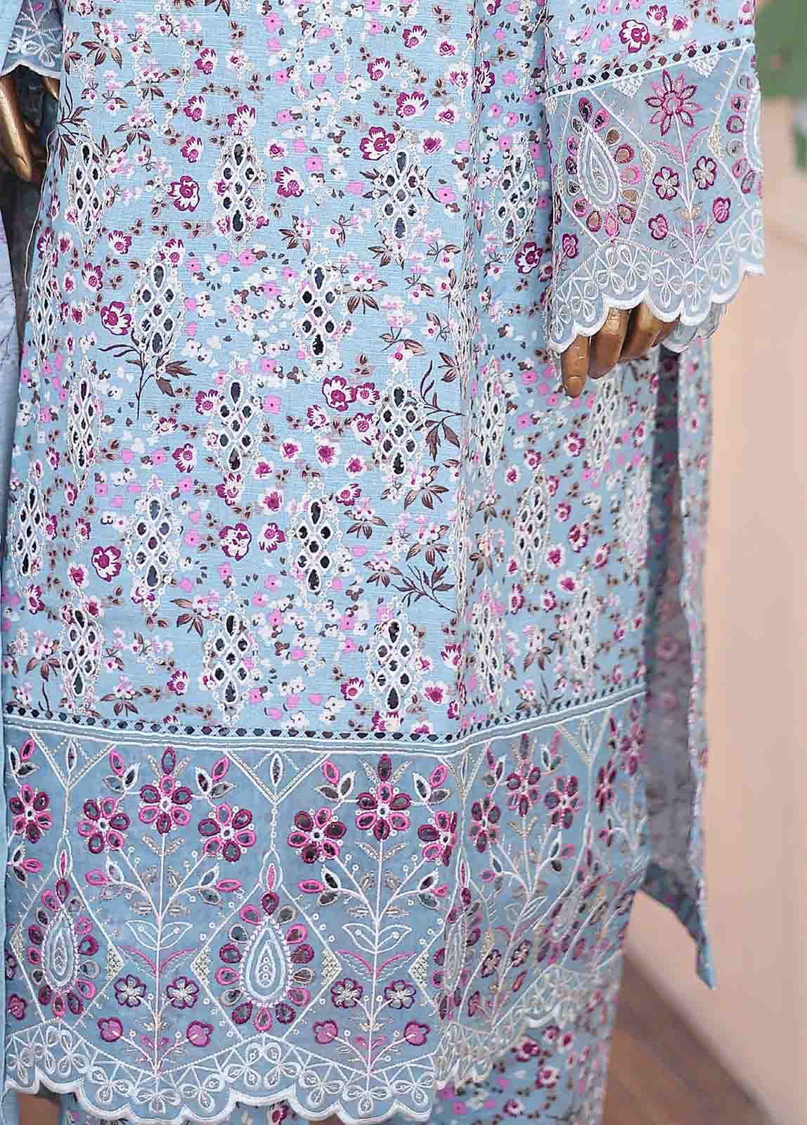 Bin Saeed Fabric - WKE-066 A -3 Piece Khaddar Chikankari Stitched Suit