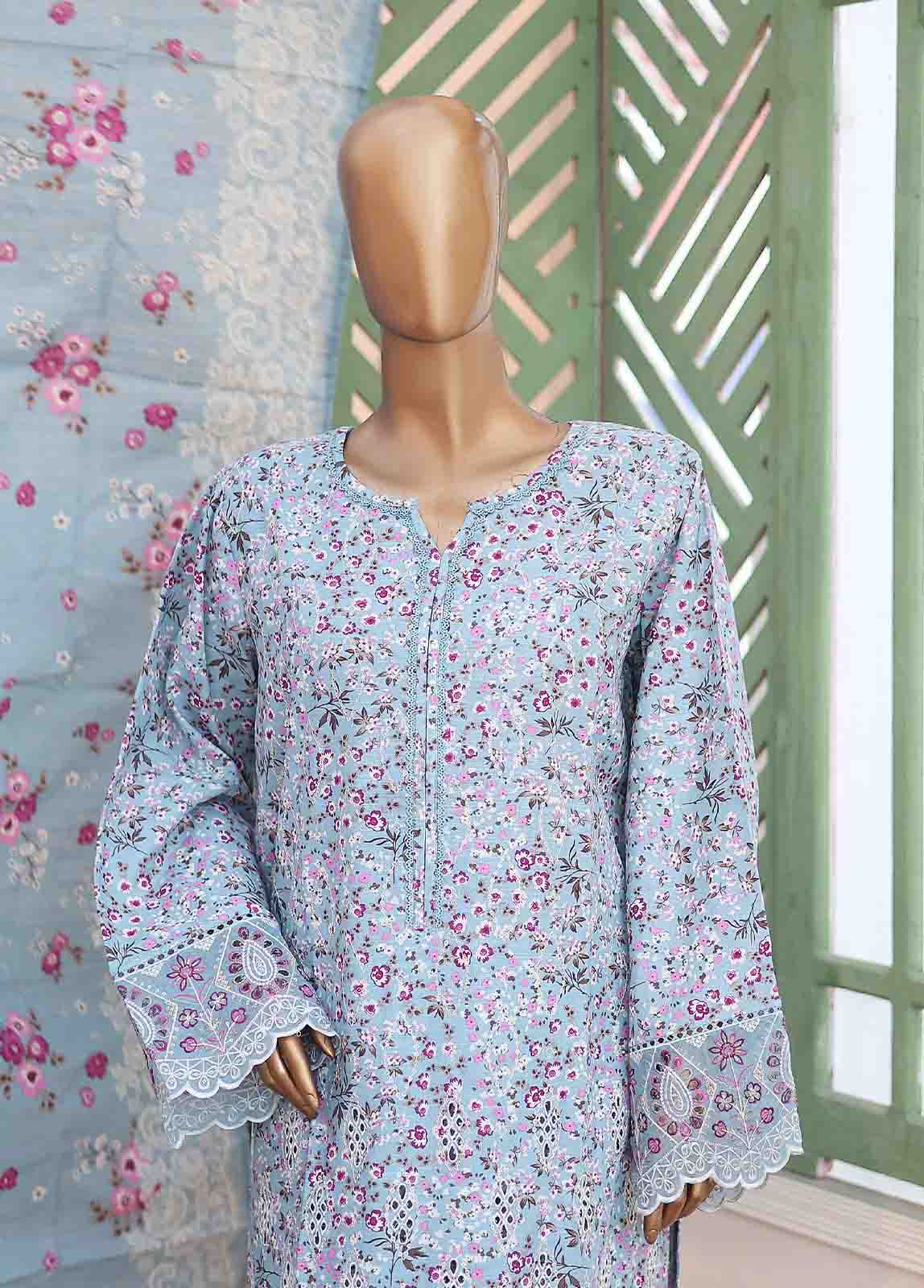 Bin Saeed Fabric - WKE-066 A -3 Piece Khaddar Chikankari Stitched Suit