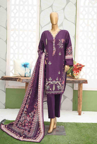 Bin Saeed Fabric - WKE-068-3 Piece Khaddar Embroidered Suit