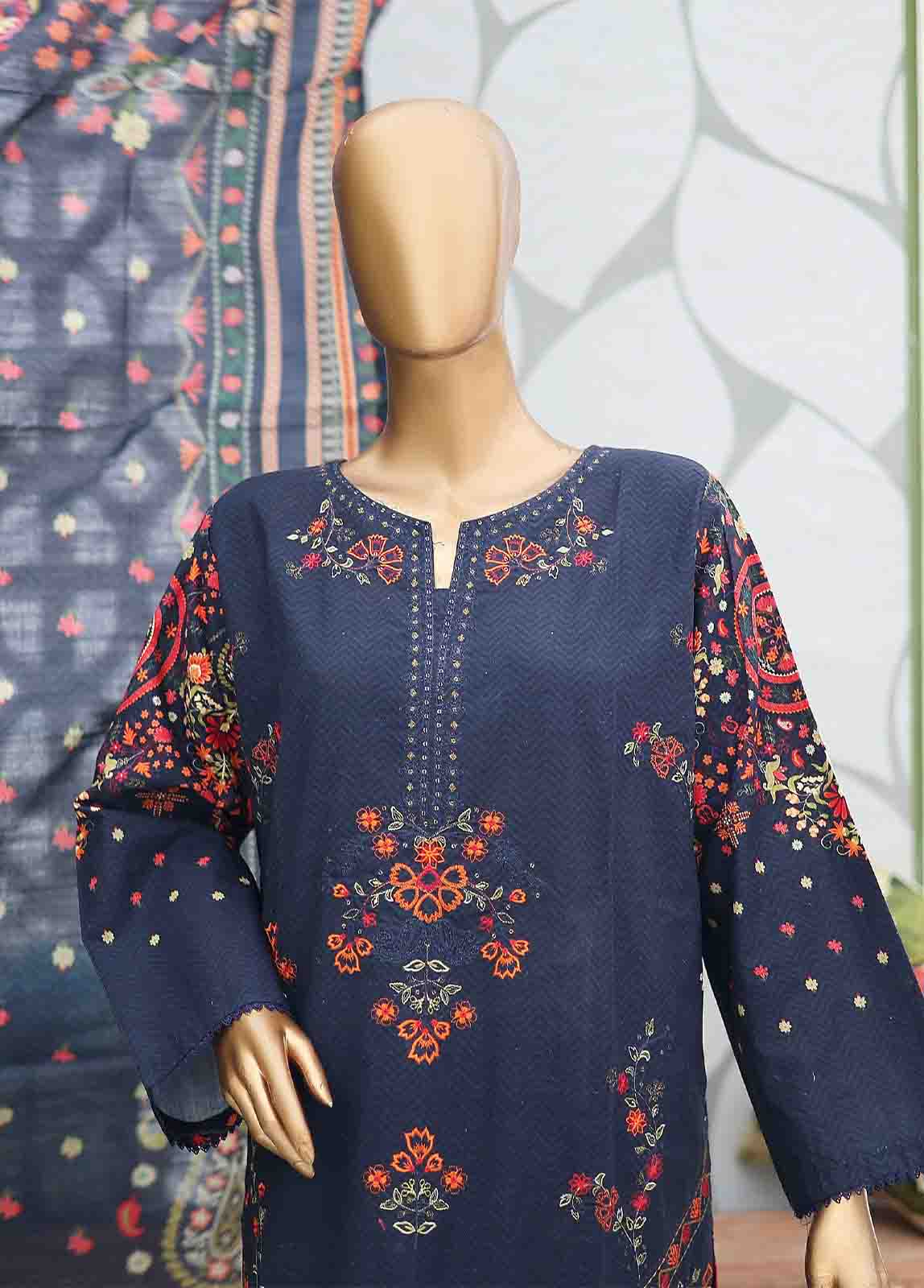 Bin Saeed Fabric - WKE-069-3 Piece Khaddar Embroidered Suit