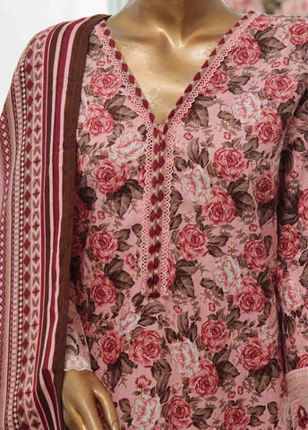 Bin Saeed Fabric - WKE-069 A -3 Piece Khaddar Chikankari Stitched Suit