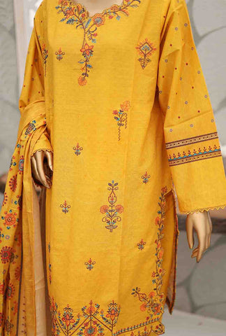 Bin Saeed Fabric - WKE-070- 3 Piece Khaddar Emboidered Stitched Suit
