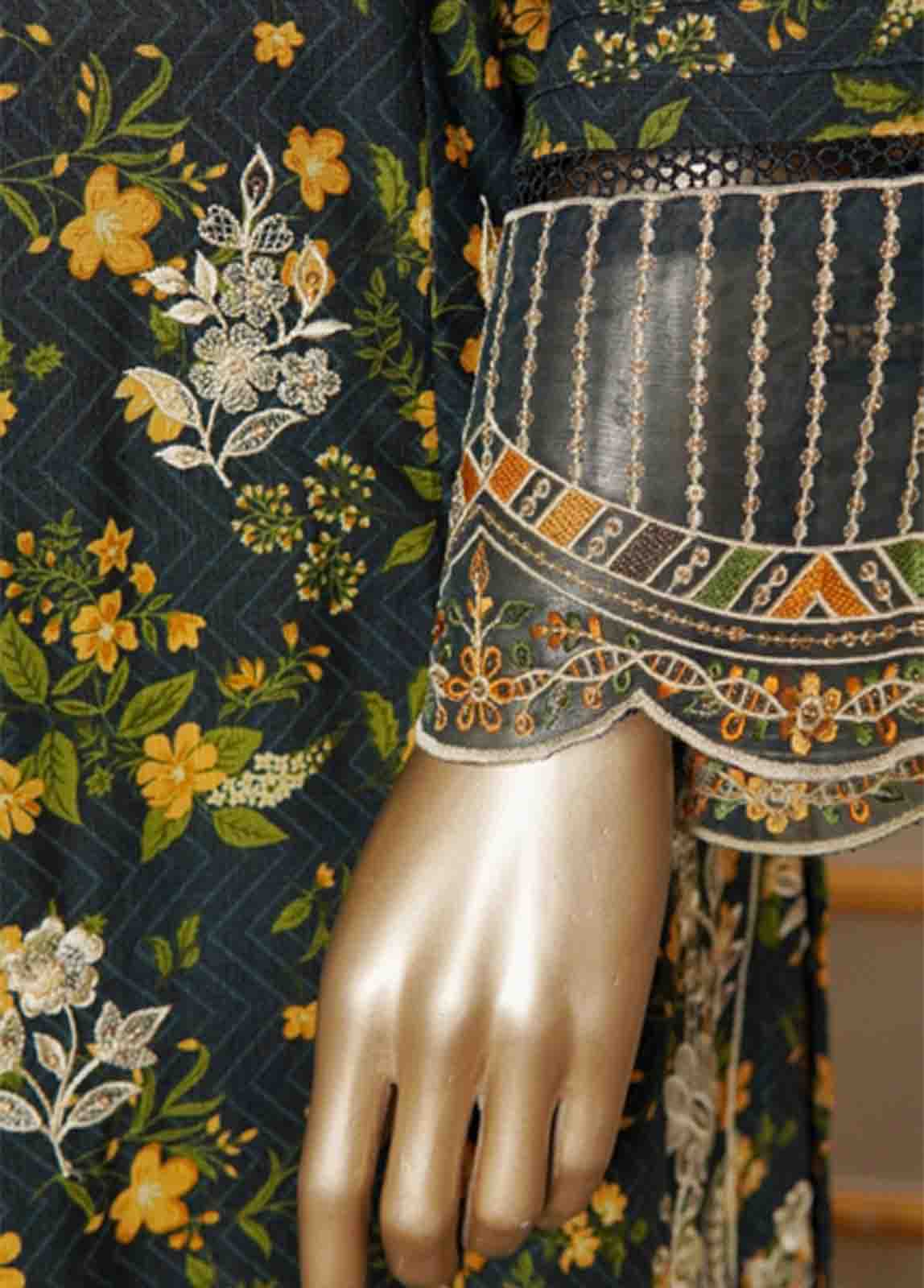 Bin Saeed Fabric - WKE-070 B-3 Piece Khaddar Embroidered Stitched Suit