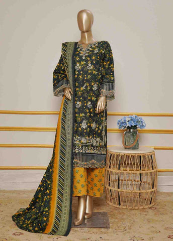 Bin Saeed Fabric - WKE-070 B-3 Piece Khaddar Embroidered Stitched Suit