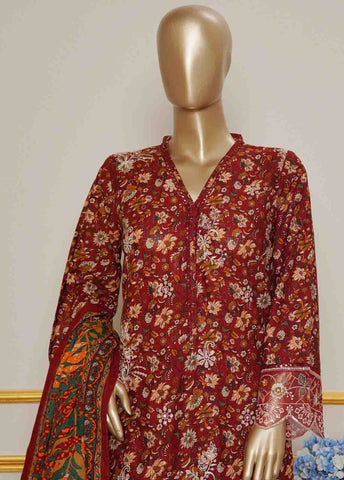 Bin Saeed Fabric - WKE-073- 3 Piece Khaddar Emboidered Stitched Suit