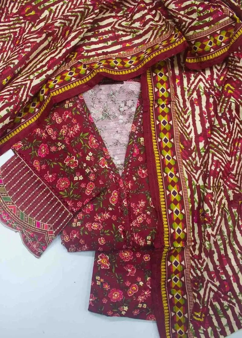 Bin Saeed Fabric - WKE-075- 3 Piece Khaddar Emboidered Stitched Suit