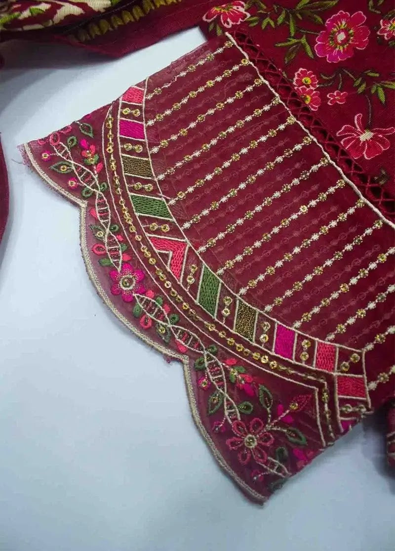 Bin Saeed Fabric - WKE-075- 3 Piece Khaddar Emboidered Stitched Suit