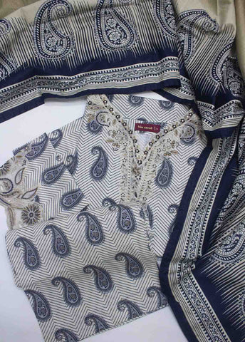 Bin Saeed Fabric - WKE-076 B-3 Piece Khaddar Embroidered Stitched Suit