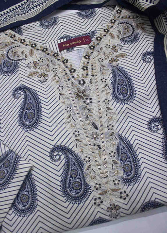 Bin Saeed Fabric - WKE-076 B-3 Piece Khaddar Embroidered Stitched Suit