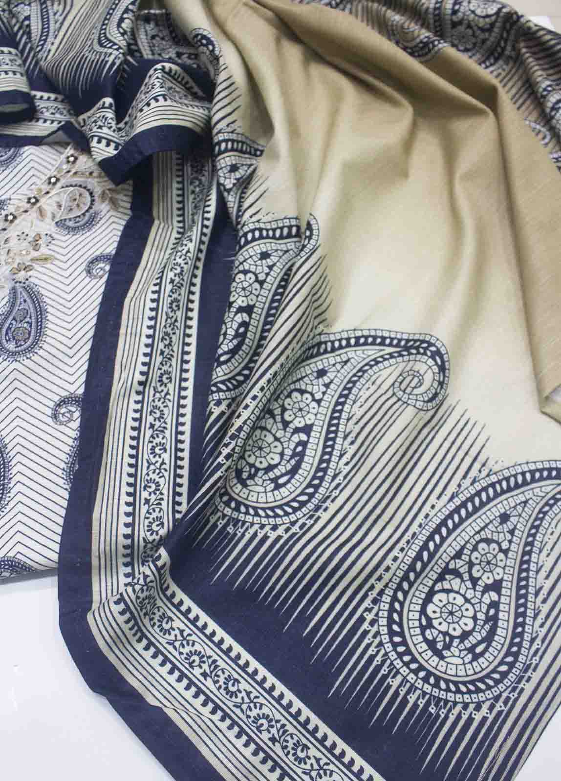 Bin Saeed Fabric - WKE-076 B-3 Piece Khaddar Embroidered Stitched Suit