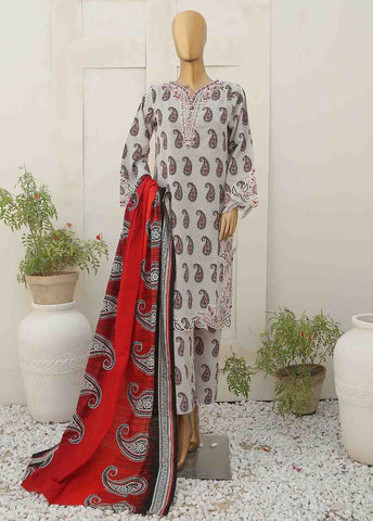 Bin Saeed Fabric - WKE-077-3 Piece Khaddar Embroidered