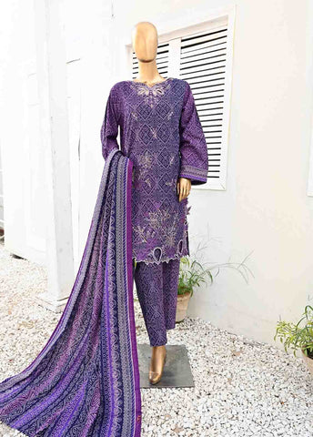 Bin Saeed Fabric - WKE-079- 3 Piece Khaddar Emboidered Stitched Suit